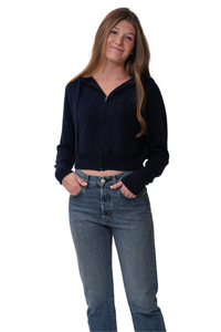 Rio Cropped Hoodie in Navy
