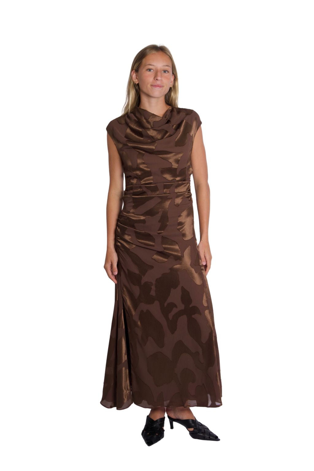 simkhai burke draped midi dress Simkhai Burke Draped Midi Dress - Cocoa