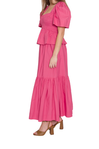 Poplin Flounce Skirt in Pink