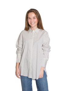 Colton Shirt in Ivory Micro Stripe