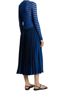 Sheer Stripe Knit Skirt in Cerulean