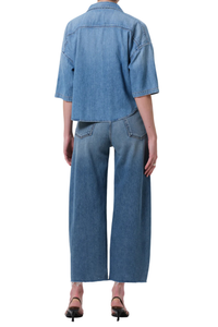 Ayla Raw Hem Crop in Telegraph