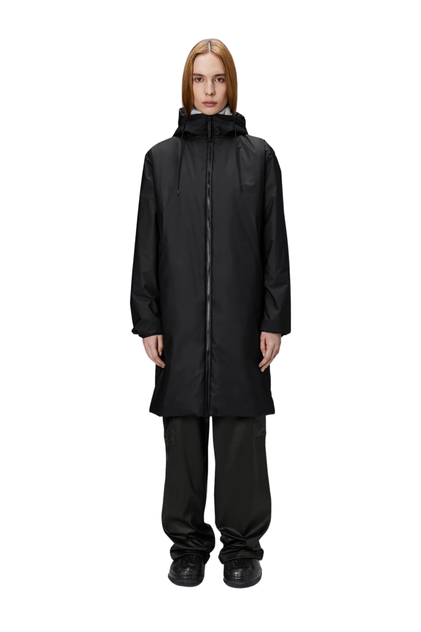 アウターその他 RAINS Lohja Longer Insulated Jacket W3T2 (51650) Rains® Lohja Long Insulated Curve Jacket in Black for $350