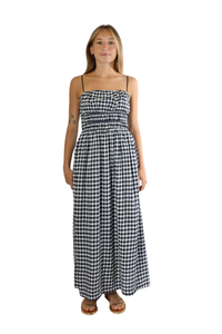 navy gingham midi dress Stateside Soft Gingham Midi Dress in Navy xs
