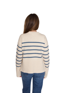Andover Sweater in Ecru & Blue
