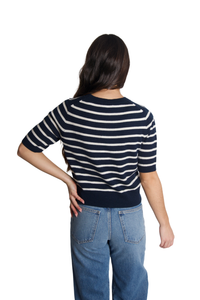 Shana Sweater in Navy & Ivory