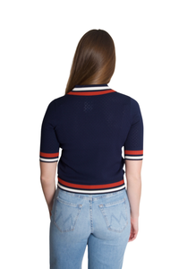 Athena Polo Sweater in Navy