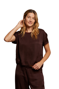 Delphine Satin Crew Tee