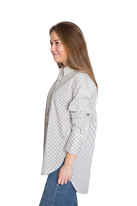 Colton Shirt in Ivory Micro Stripe