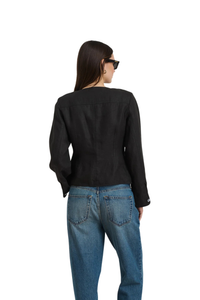 Luna Jacket in Black Linen