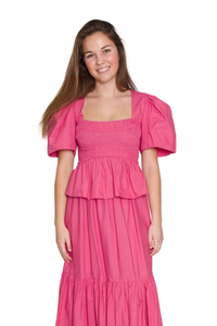 Open Neck Smock Blouse in Pink
