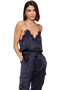 Racer Charmeuse Cami in Navy