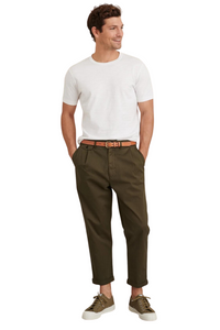 Pleated Pant in Military Olive