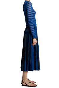 Sheer Stripe Knit Skirt in Cerulean