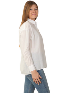 Oversized Button Front Shirt in White