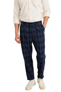 Standard Pleated Pant in Navy Madras