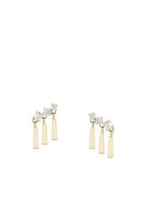 3 Diamond Fringe Earrings 14k