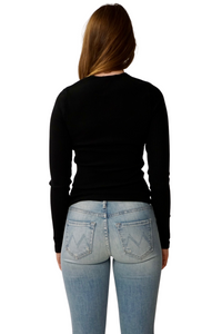 Lyza Cut Out Rib Top in Black