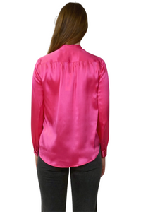 Bianca Band Collar Blouse in Pink Glo