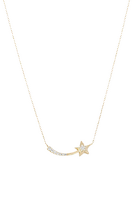 Small Shooting Star Pave Necklace 14k